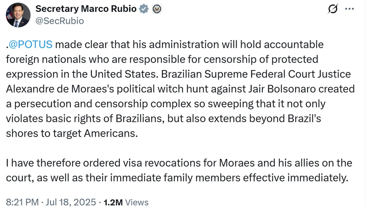 Escândalo: Governo Trump Anula Vistos de Moraes e Seus ‘Aliados’ no STF!
