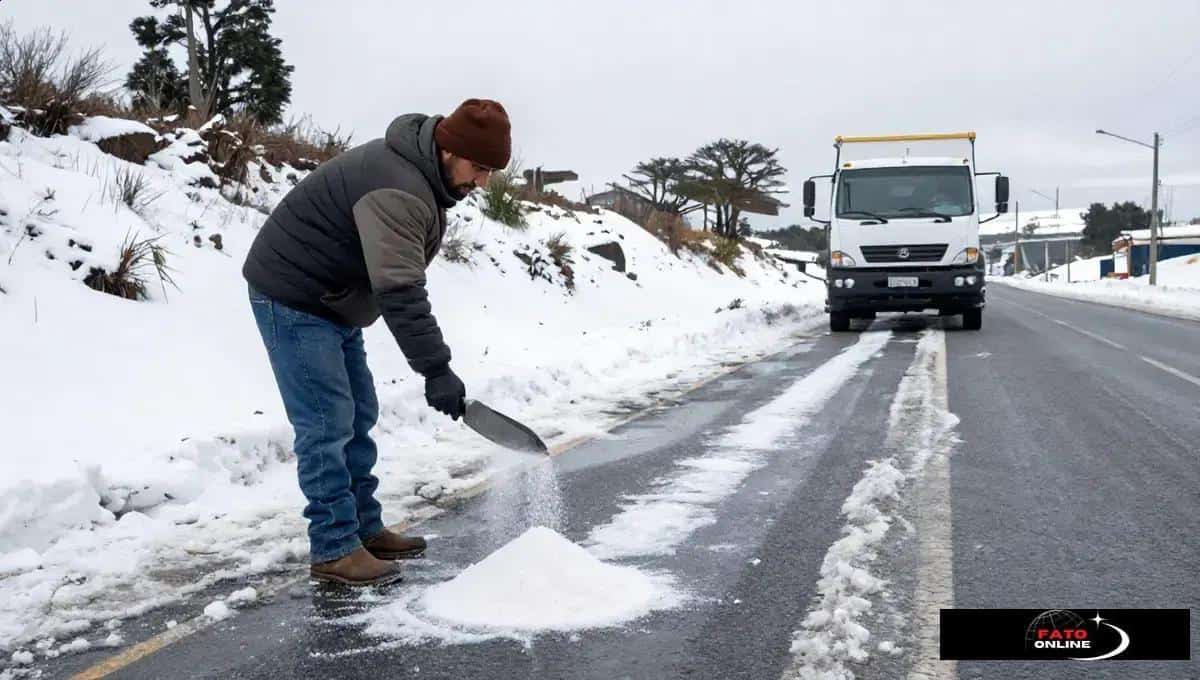 Como o sal age para prevenir o gelo nas estradas